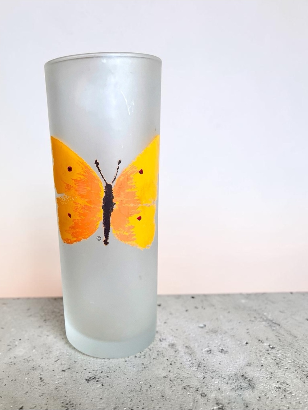 Dartington designs highball/Tom Collins glass, only the yellow butterfly one